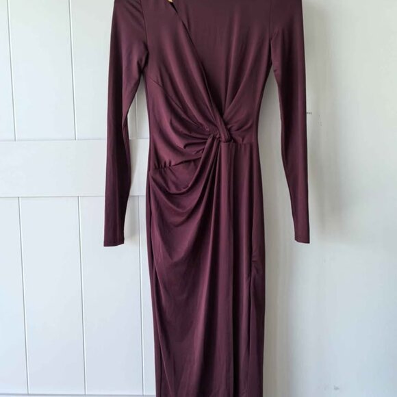 Marciano Burgundy Long Sleeve Midi Dress (XS) - Picture 2 of 8